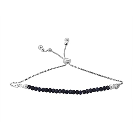 Blue Sapphire Bracelet (Size 6.5 - 8 Adjustable) in Yellow Gold Plated Sterling Silver 7.00 Ct.