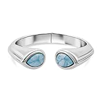 Monster Deal-  Larimar (PR 16x11) Bangle (Size 7.5) in Rhodium Overlay Sterling Silver 16.00  Ct, Silver Wt. 27.50 Gms.