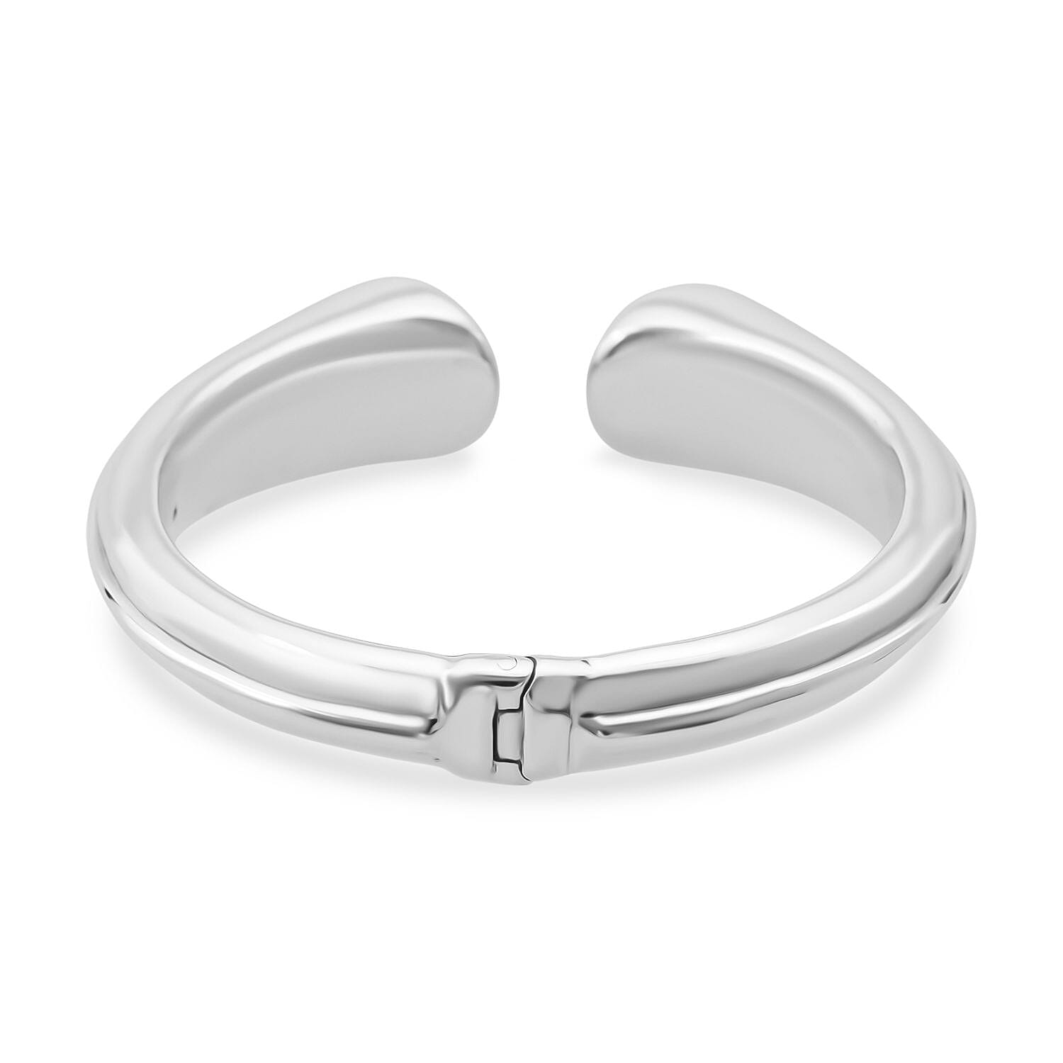 Larimar Bangle in Rhodium Overlay Sterling Silver 15.73 Ct, Silver Wt. 27.50 Gms.