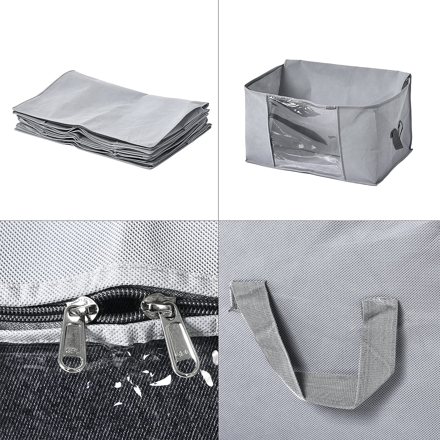 Livmore Set of 5 Non-Woven Fabric Storage Bags with Clear Window (34 x 60 x 42 cm) - Grey