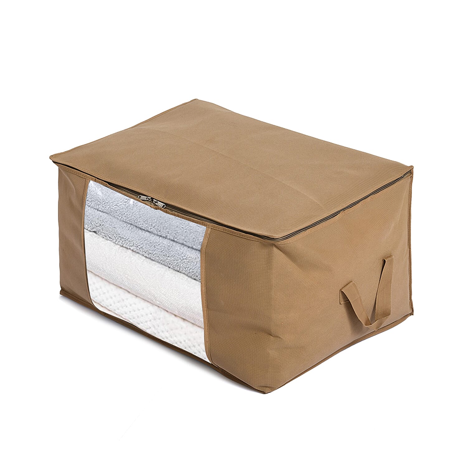 Livmore Set of 5 Non-Woven Fabric Storage Bags with Clear Window (34 x 60 x 42 cm) - Sand