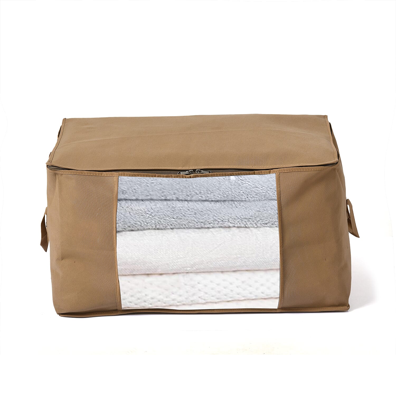 Livmore Set of 5 Non-Woven Fabric Storage Bags with Clear Window (34 x 60 x 42 cm) - Light Brown