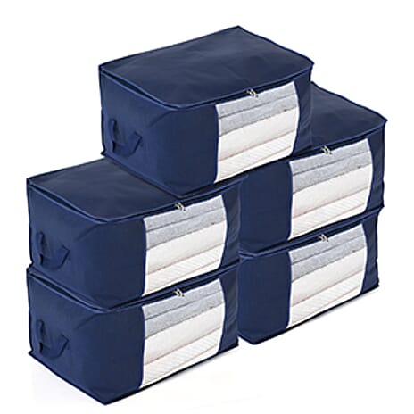 Livmore Set of 5 Non-Woven Fabric Storage Bags with Clear Window (34 x 60 x 42 cm) - Light Brown