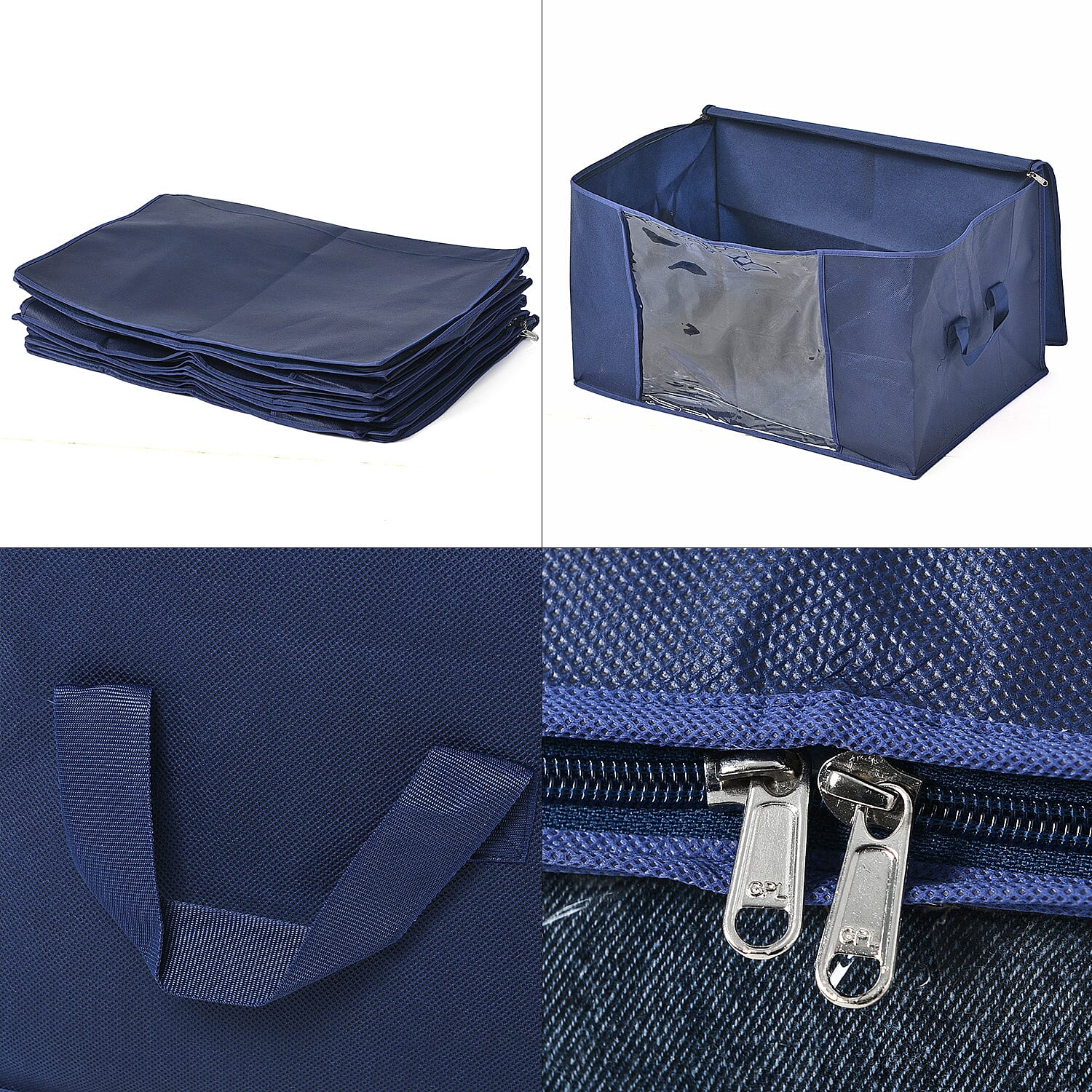 Livmore Set of 5 Non-Woven Fabric Storage Bags with Clear Window (34 x 60 x 42 cm) - Navy