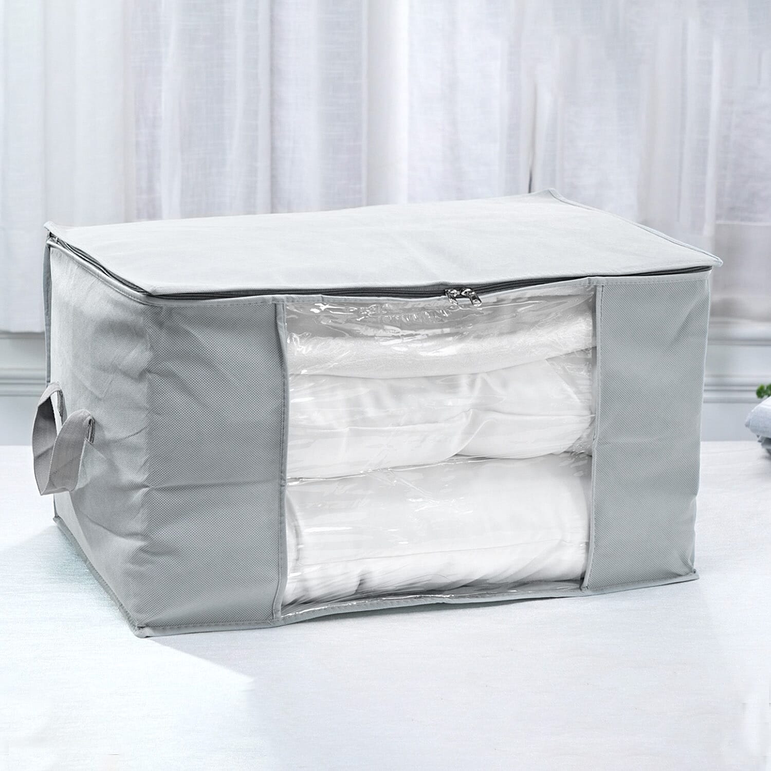 Livmore Set of 5 Non-Woven Fabric Storage Bags with Clear Window (34 x 60 x 42 cm) - Grey