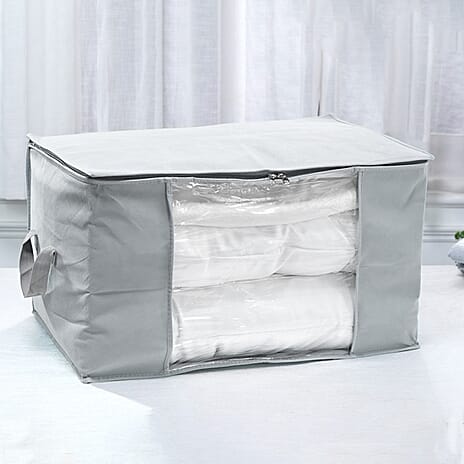 Livmore Set of 5 Non-Woven Fabric Storage Bags with Clear Window (34 x 60 x 42 cm) - Grey