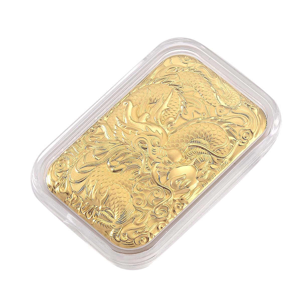 24K (99.99% Purity) Yellow Gold Dragon Embossed Collectable (39.60 x 25.70 MM)