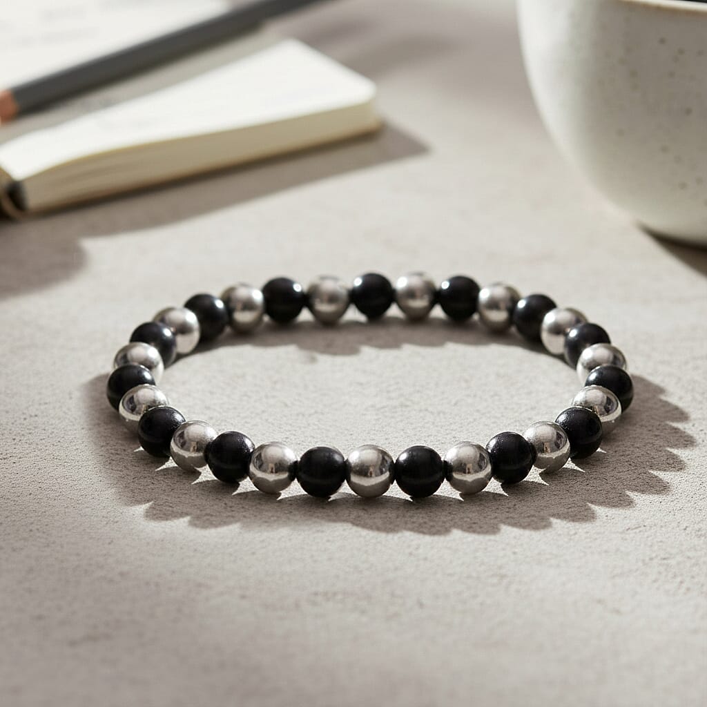 Natural Shungite & Hematite Bracelet (Strechable) 80.00 Ct.
