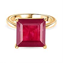 D'Joy African Ruby Solitaire Ring in 18K Vermeil Yellow Gold Plated Sterling Silver 10.27 Ct.