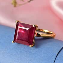 D'Joy African Ruby Solitaire Ring in 18K Vermeil Yellow Gold Plated Sterling Silver 10.27 Ct.