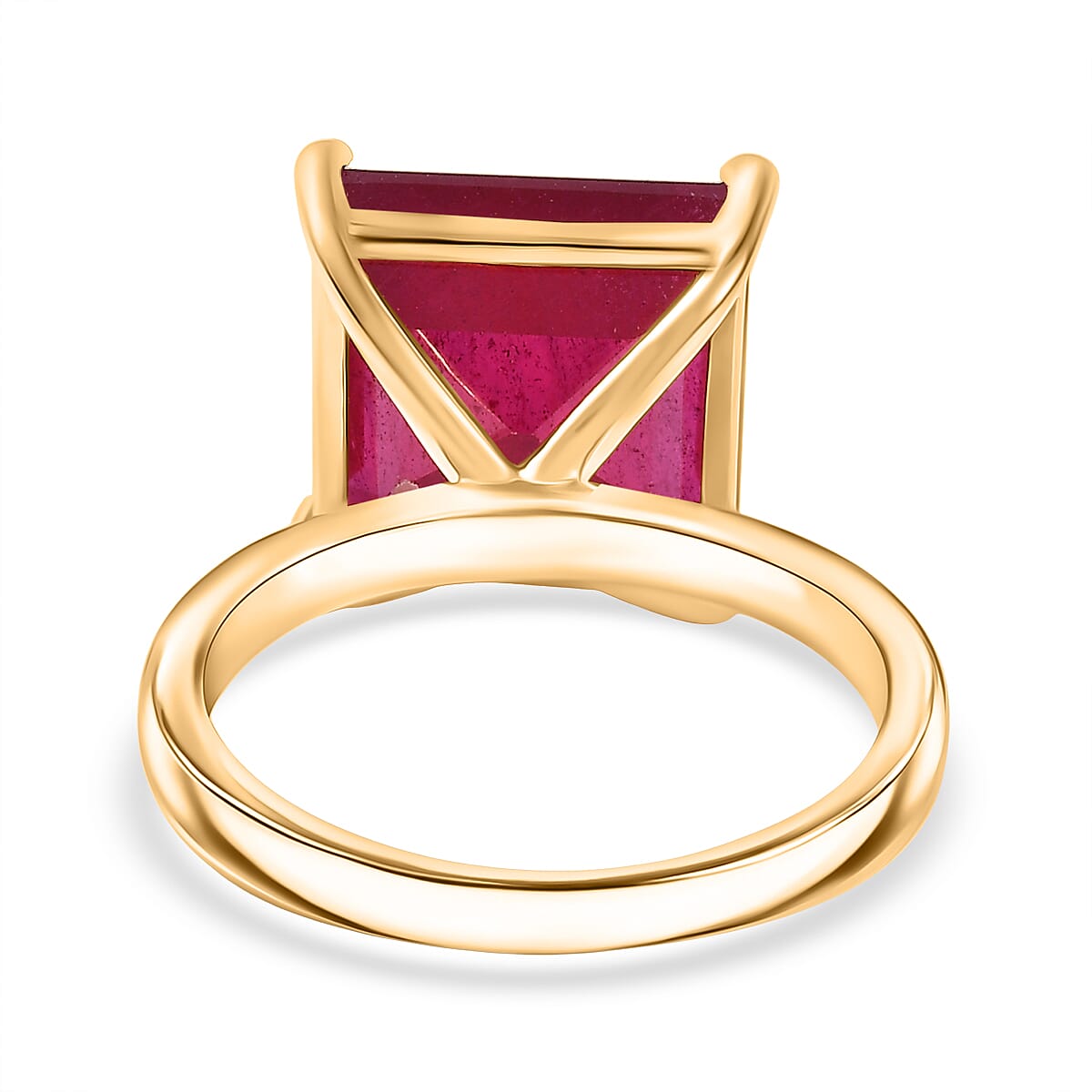 D'Joy African Ruby Solitaire Ring in 18K Vermeil Yellow Gold Plated Sterling Silver 10.27 Ct.
