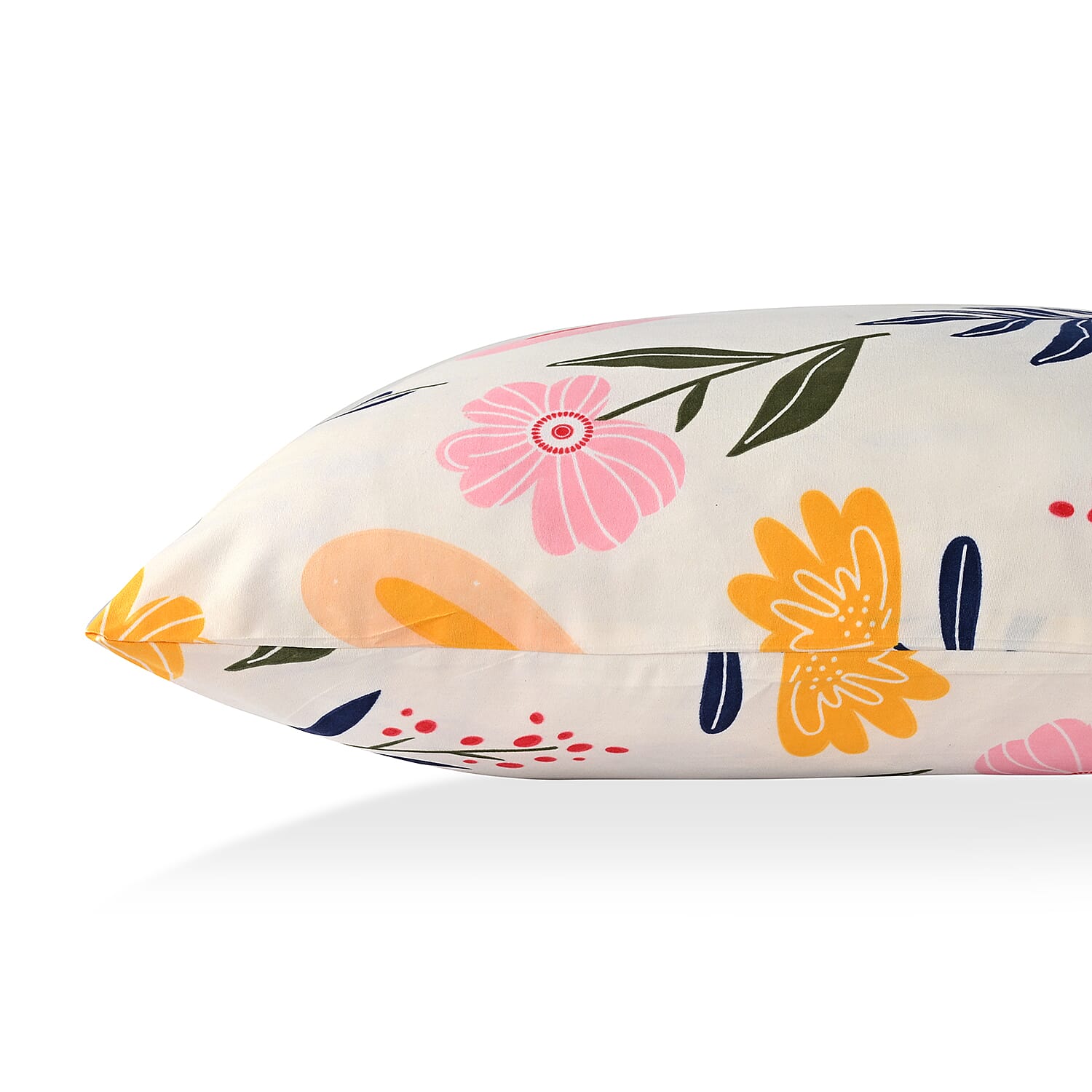 Livmore  Set of 3 Printed Micro Fitted Sheets With 2 x Pillow Cases For Double Bed (Size 140x190x30Cm) - White, Yellow & Multi-Colour