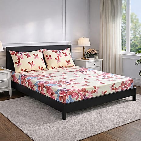 LIVMORE Micro Patterned Bedding Set (Size 150x1 cm) - Maroon & Multicolor