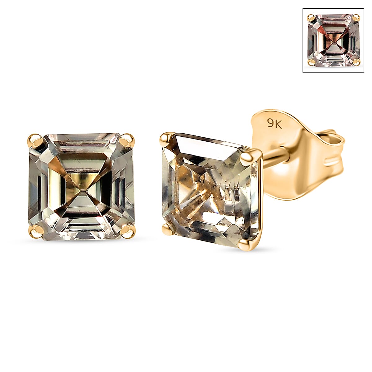 9K Yellow Gold AAA Natural Turkizite Solitaire Stud Push Post Earring 2.75 Ct.
