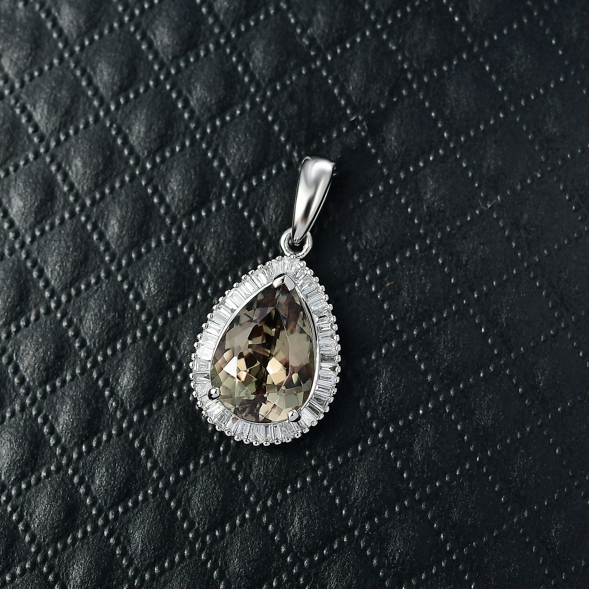 Rhapsody 950 Platinum AAAA Natural Turkizite & Natural White Diamond (VS-EF) Pendant 5.01 Ct, Platinum Wt. 3.75 Gms.