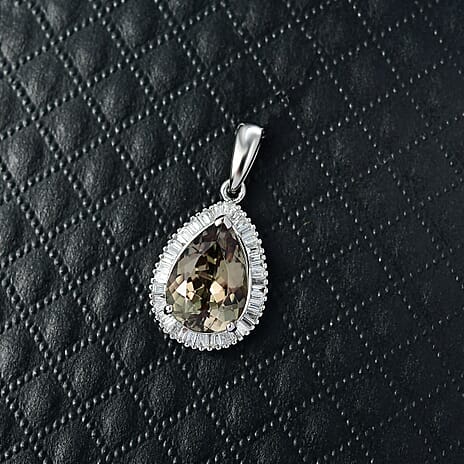 Rhapsody 950 Platinum AAAA Natural Turkizite & Natural White Diamond (VS-EF) Pendant 5.01 Ct.