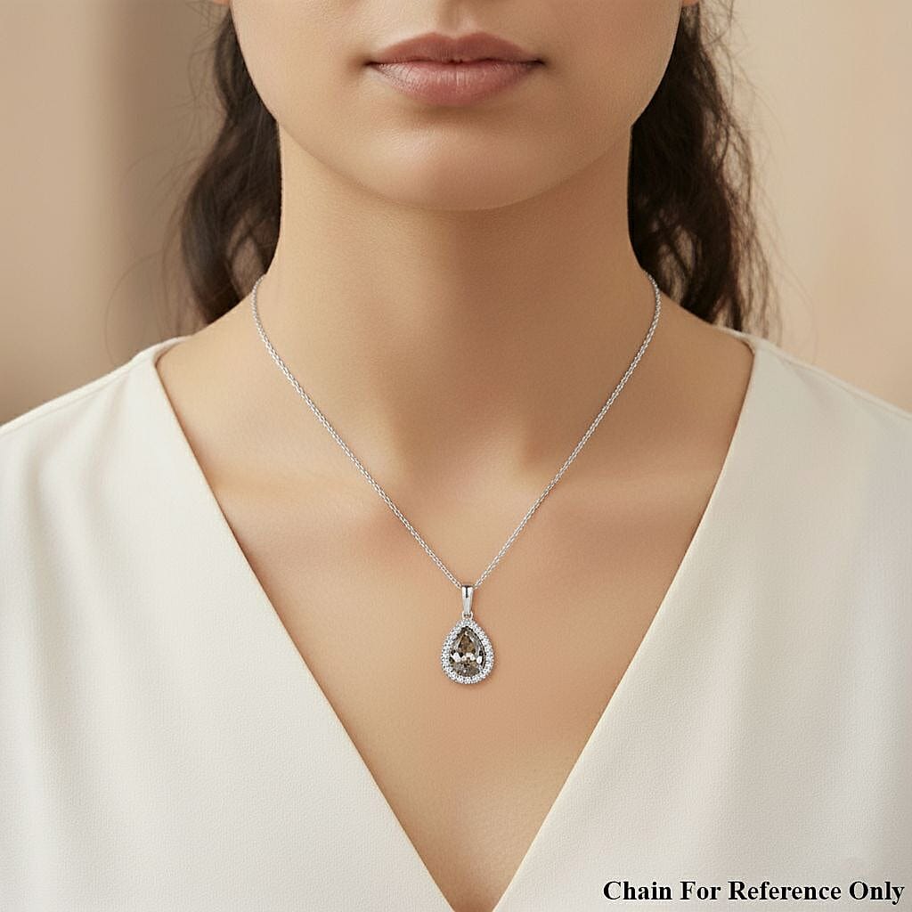 Rhapsody 950 Platinum AAAA Natural Turkizite & Natural White Diamond (VS-EF) Pendant 5.01 Ct, Platinum Wt. 3.75 Gms.