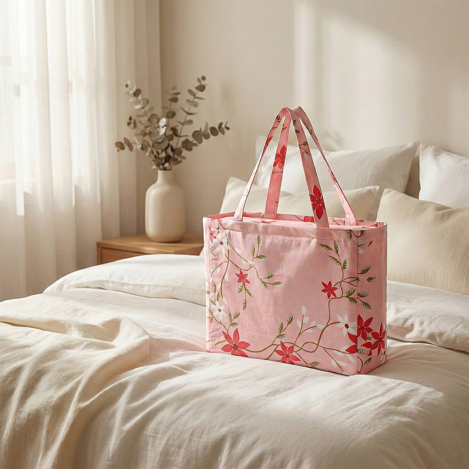 LIVMORE 4-Piece Floral Printed Microfiber Bedding Set - inc. Duvet Cover Deep Fitted Sheet & 2 Pillowcases