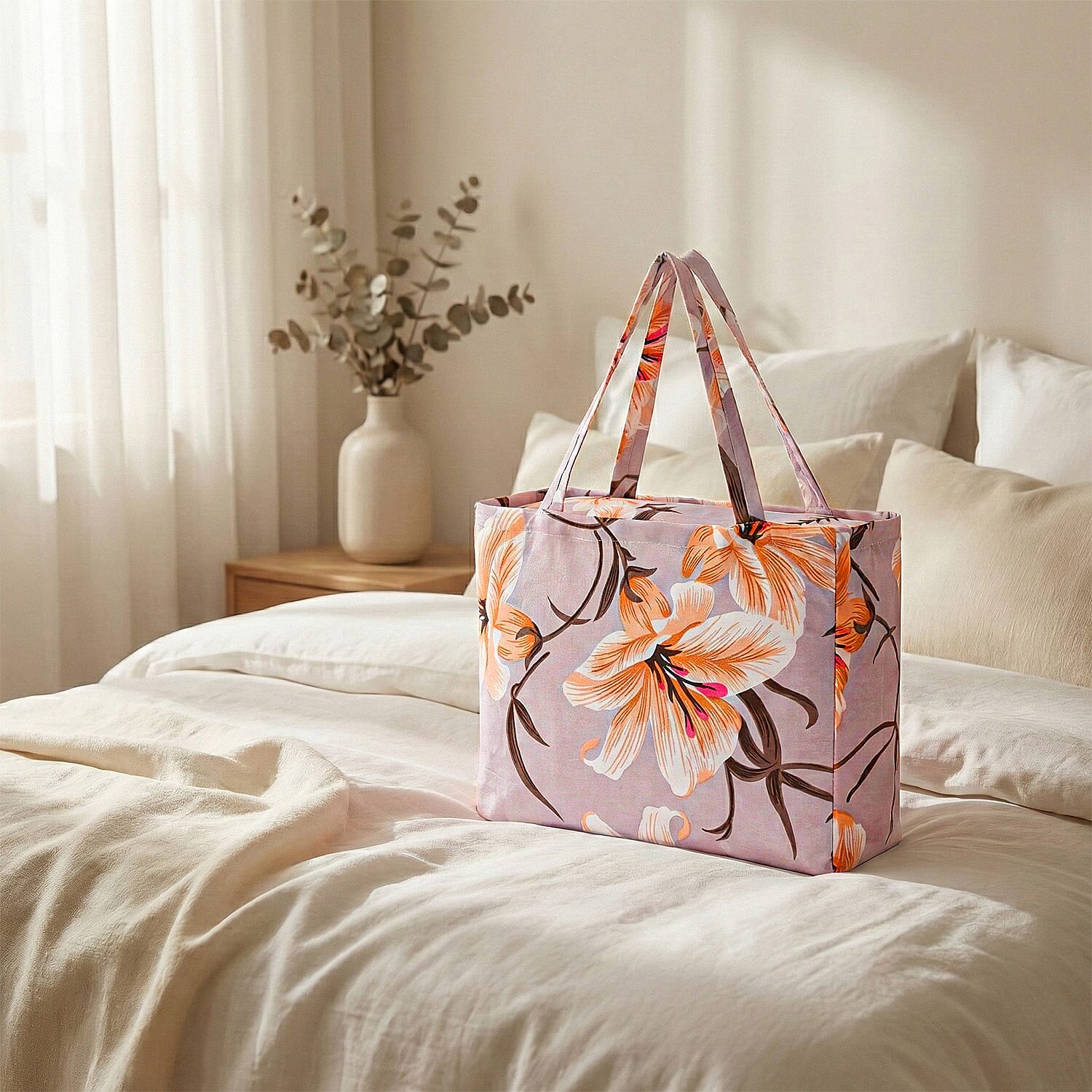 LIVMORE 4-Piece Floral Printed Microfiber Bedding Set - inc. Duvet Cover Deep Fitted Sheet & 2 Pillowcases