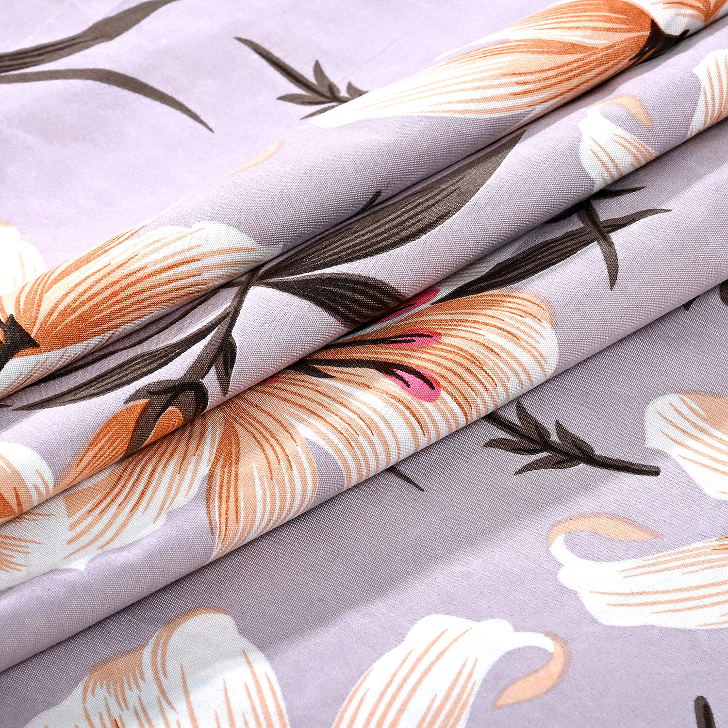 LIVMORE 4-Piece Floral Printed Microfiber Bedding Set - inc. Duvet Cover Deep Fitted Sheet & 2 Pillowcases