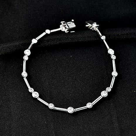 Moissanite Deal - Moissanite Bubble Bracelet (Size - 7.5) with GB Lock Box