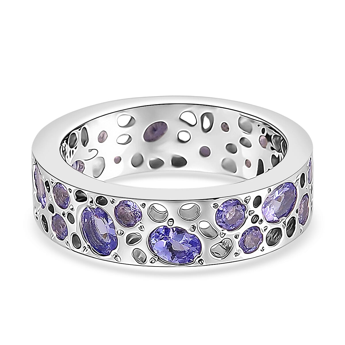 Rachel Galley Tanzanite Band Ring in Rhodium OverlaySterling Silver, Silver Wt.5.5 Gms  2.110  Ct.