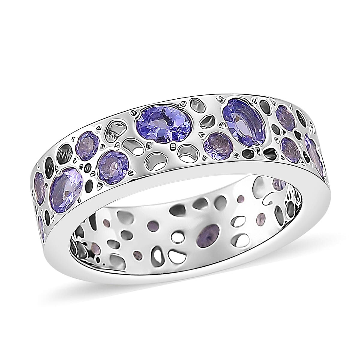 Rachel Galley Tanzanite Band Ring in Rhodium OverlaySterling Silver, Silver Wt.5.5 Gms  2.110  Ct.