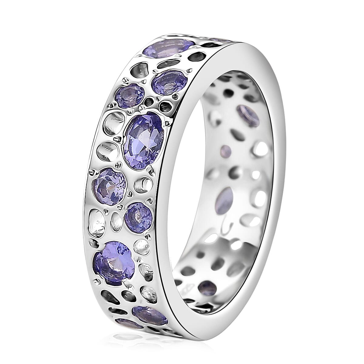 Rachel Galley Tanzanite Band Ring in Rhodium OverlaySterling Silver, Silver Wt.5.5 Gms  2.110  Ct.