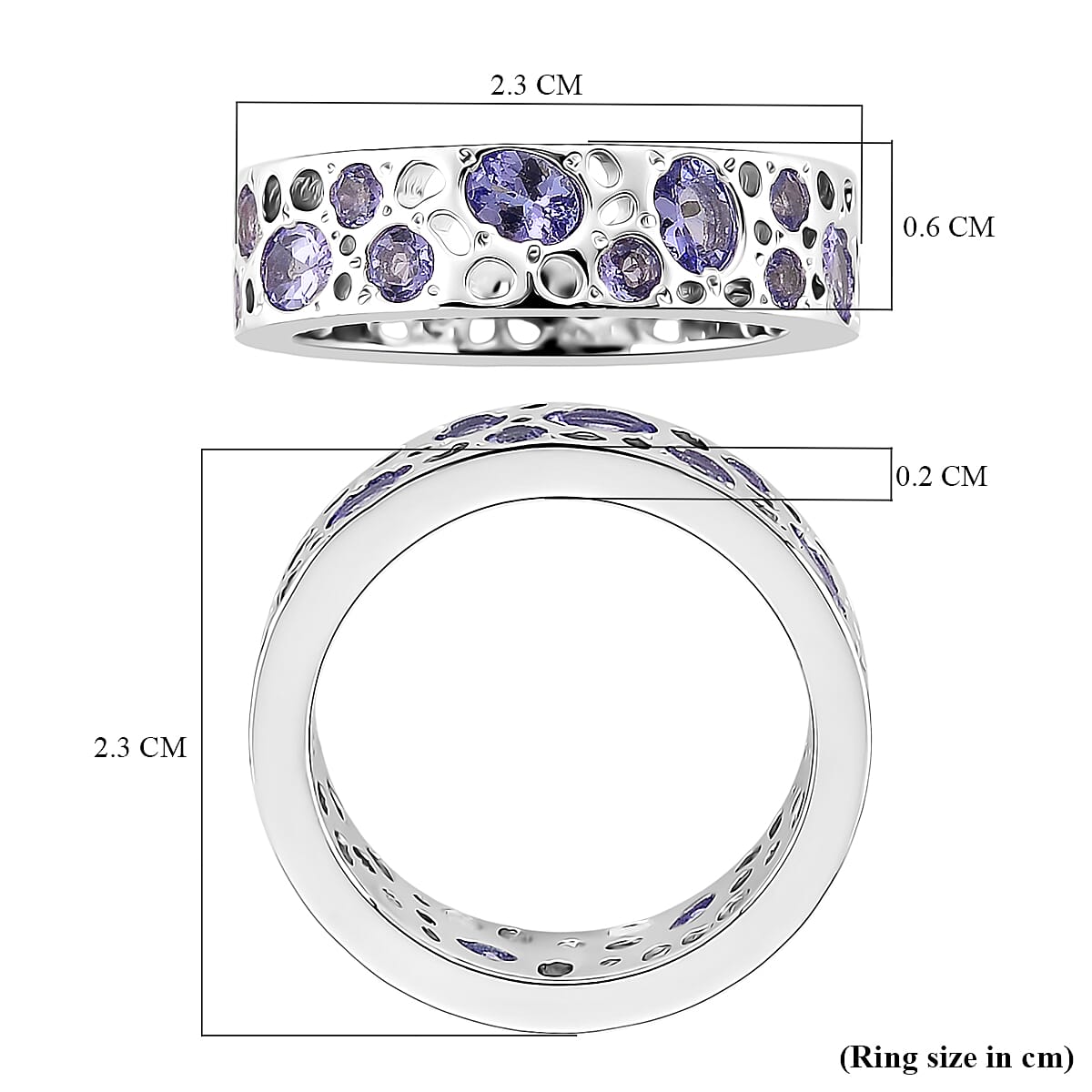 Rachel Galley Tanzanite Band Ring in Rhodium OverlaySterling Silver, Silver Wt.5.5 Gms  2.110  Ct.