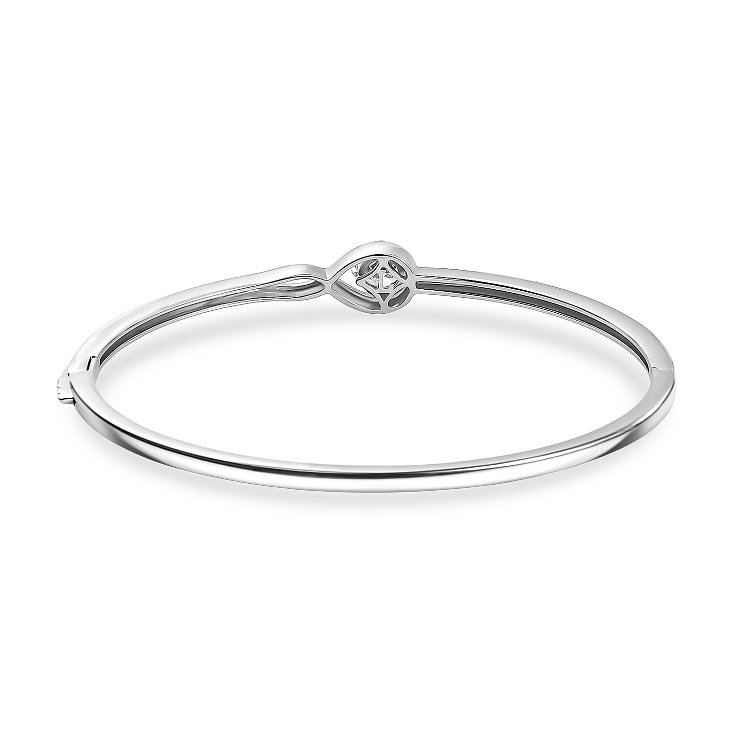 Luxuriant Lab Grown Diamond (SI-GH) Full Bangle (Size 7.5) in Rhodium Overlay Sterling Silver 1.00 Ct, Silver Wt. 13.38 Gms.