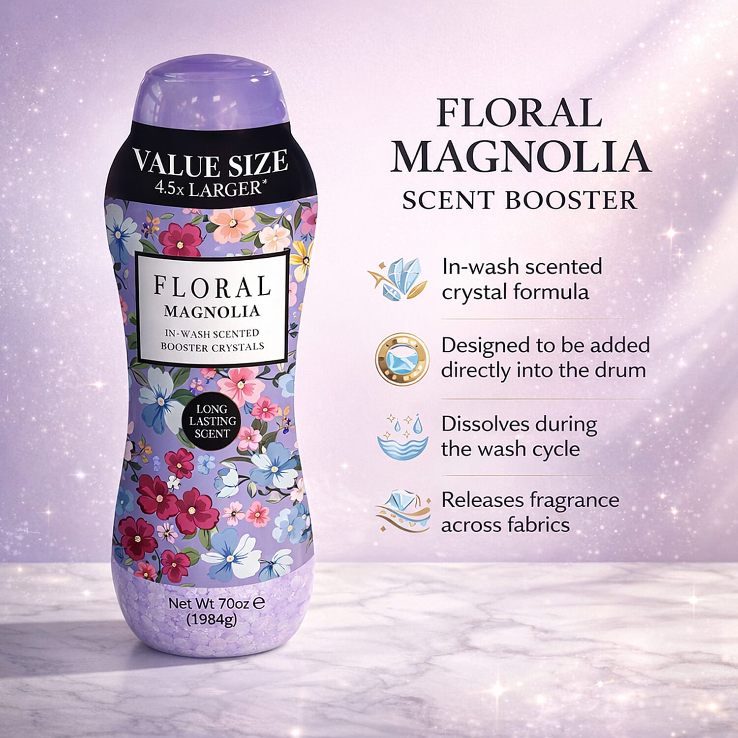 Floral in Wash Scented Booster Crystals Magnolia -Up to 60-70 Washes (1984g)