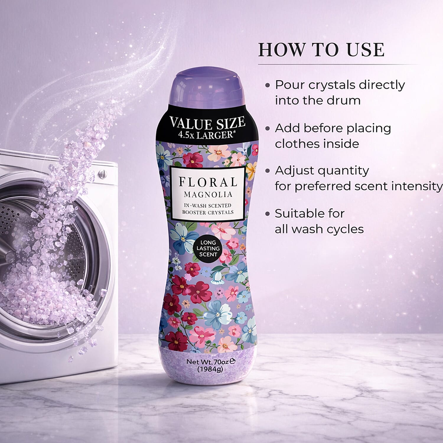 Floral in Wash Scented Booster Crystals Magnolia -Up to 60-70 Washes (1984g)