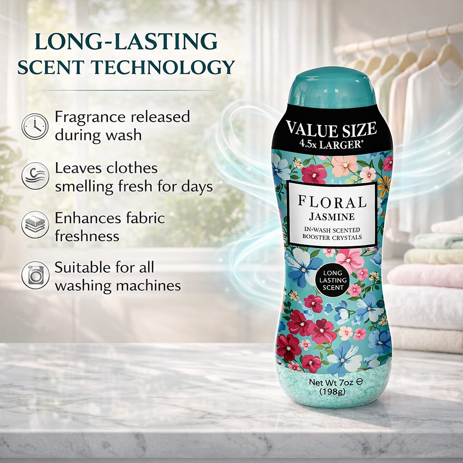 Floral in Wash Scented Booster Crystals  Jasmine- Up to 60-70 Washes (1984g)