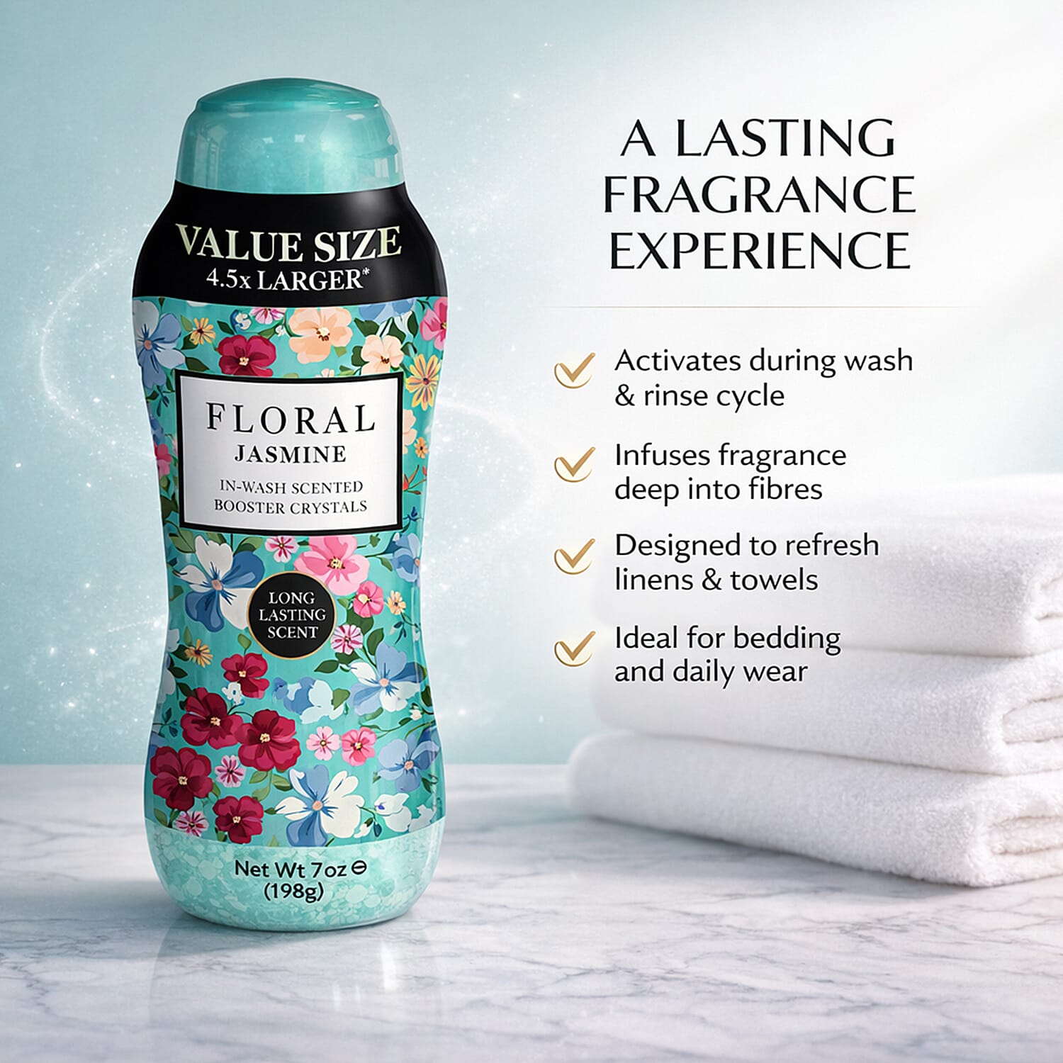 Floral in Wash Scented Booster Crystals  Jasmine- Up to 60-70 Washes (1984g)
