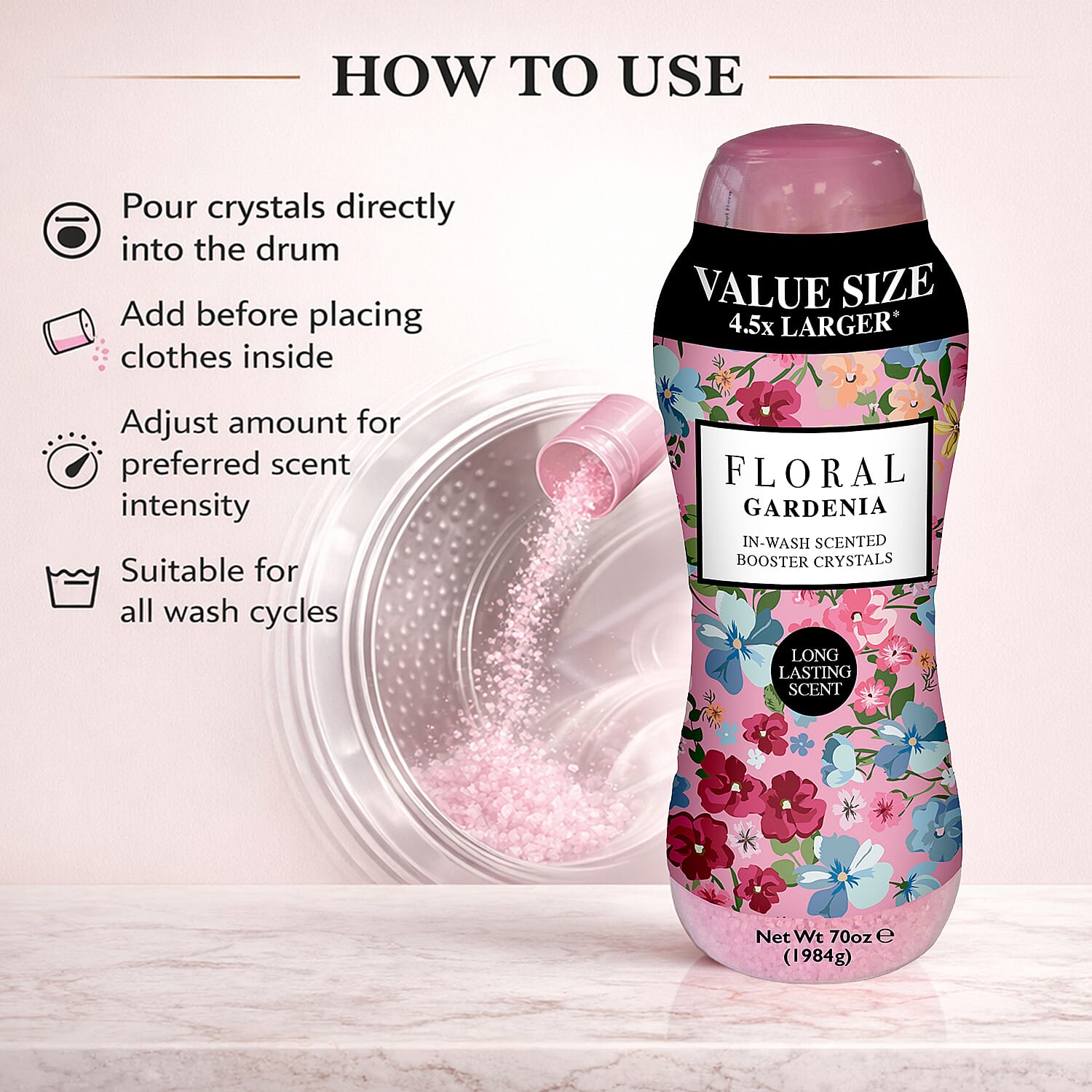 Floral in Wash Scented Booster Crystals  Gardenia- Up to 60-70 Washes (1984g)