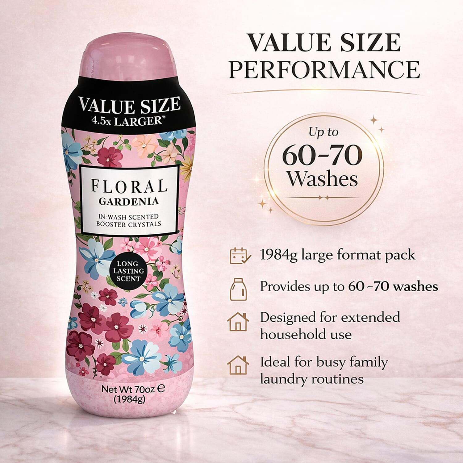 Floral in Wash Scented Booster Crystals  Gardenia- Up to 60-70 Washes (1984g)