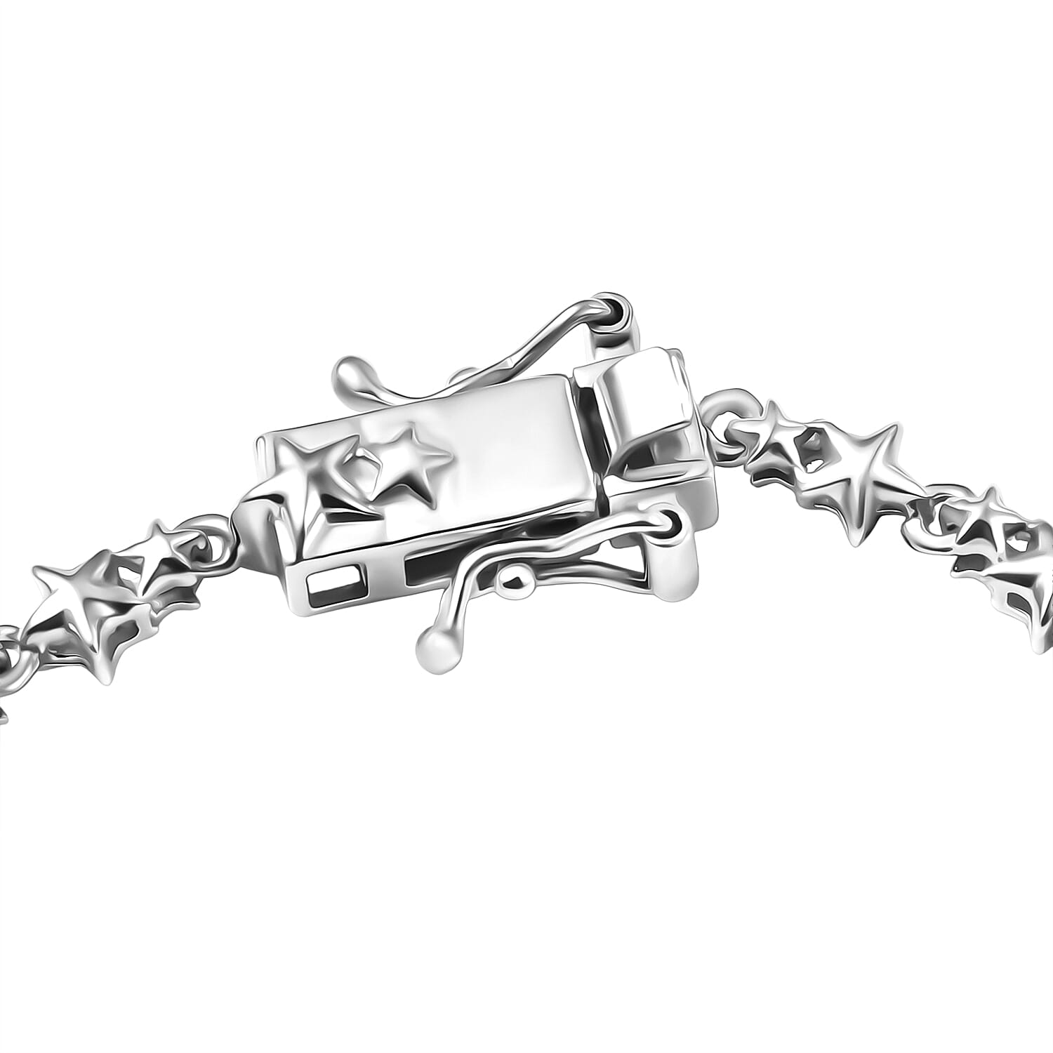 D'Joy Paraiba Moonstone & White Zircon Linking Bracelet (Size 7.5) with GB Lock Box in Rhodium Overlay Sterling Silver 7.44 Ct, Silver Wt. 8.18 Gms.