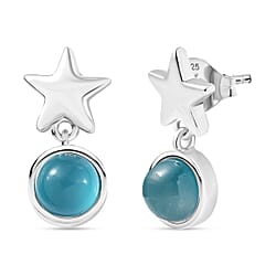 D'Joy Paraiba Moonstone Dangling Earring with Push Back in Yellow Gold Plated Sterling Silver 2.00 Ct.