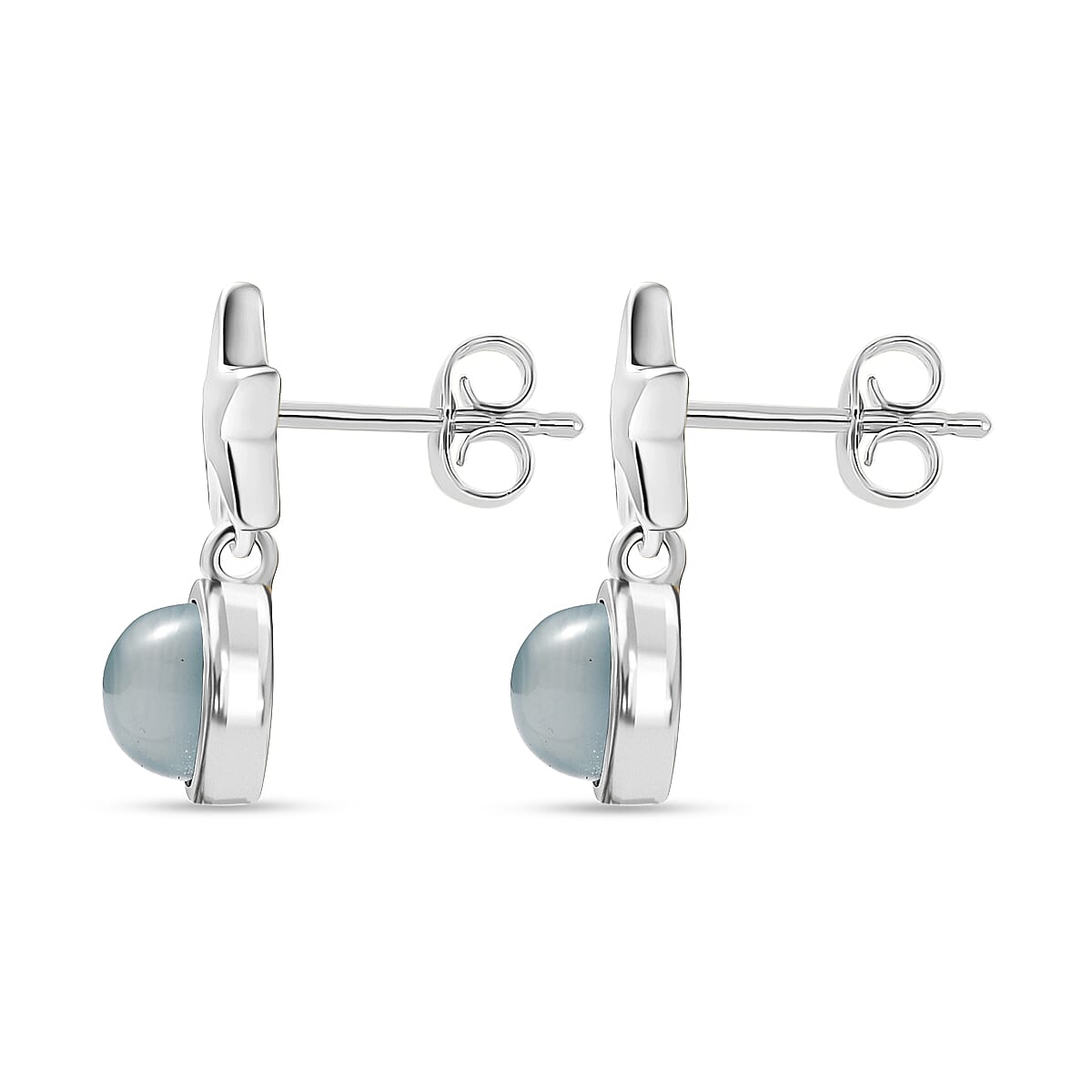 D'Joy Paraiba Moonstone Dangling Earring with Push Back in Platinum Overlay Sterling Silver 1.99 Ct.