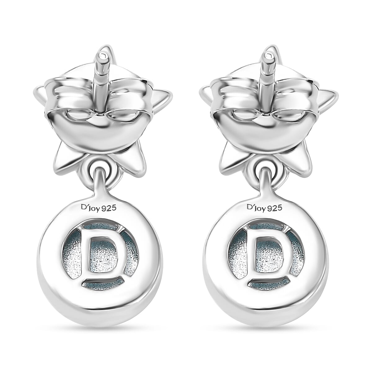 D'Joy Paraiba Moonstone Dangling Earring with Push Back in Platinum Overlay Sterling Silver 1.99 Ct.