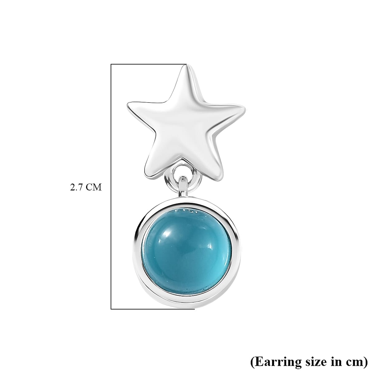 D'Joy Paraiba Moonstone Dangling Earring with Push Back in Platinum Overlay Sterling Silver 1.99 Ct.