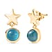 D'Joy Paraiba Moonstone Dangling Earring with Push Back in Yellow Gold Plated Sterling Silver 1.99 Ct.