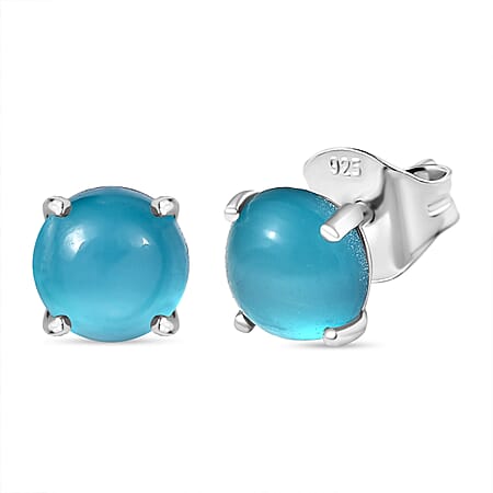 D'Joy Paraiba Moonstone Solitaire Stud Push Post Earring in Platinum Overlay Sterling Silver 2.00 Ct. D'Joy Paraiba Moonstone Solitaire Stud Push Post Earring in Platinum Overlay Sterling Silver 2.00 Ct.