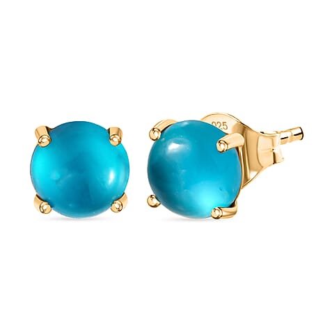 Paraiba Moonstone Solitaire Stud Push Post Earring Sterling Silver  1.988  Ct.