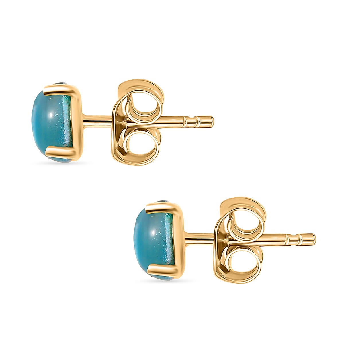 D'Joy Paraiba Moonstone Solitaire Stud Push Post Earring in Yellow Gold Plated Sterling Silver 1.99 Ct.