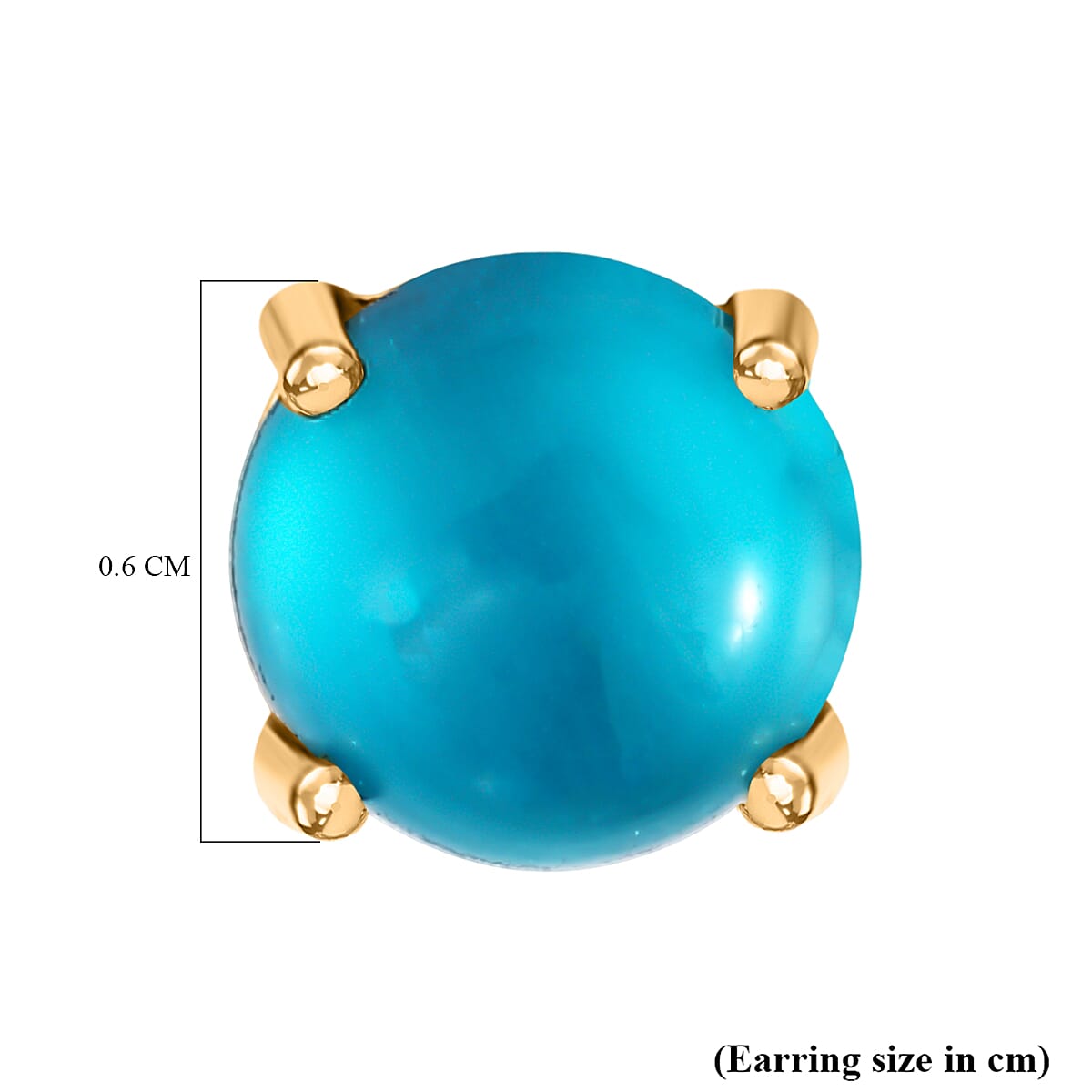 D'Joy Paraiba Moonstone Solitaire Stud Push Post Earring in Yellow Gold Plated Sterling Silver 1.99 Ct.