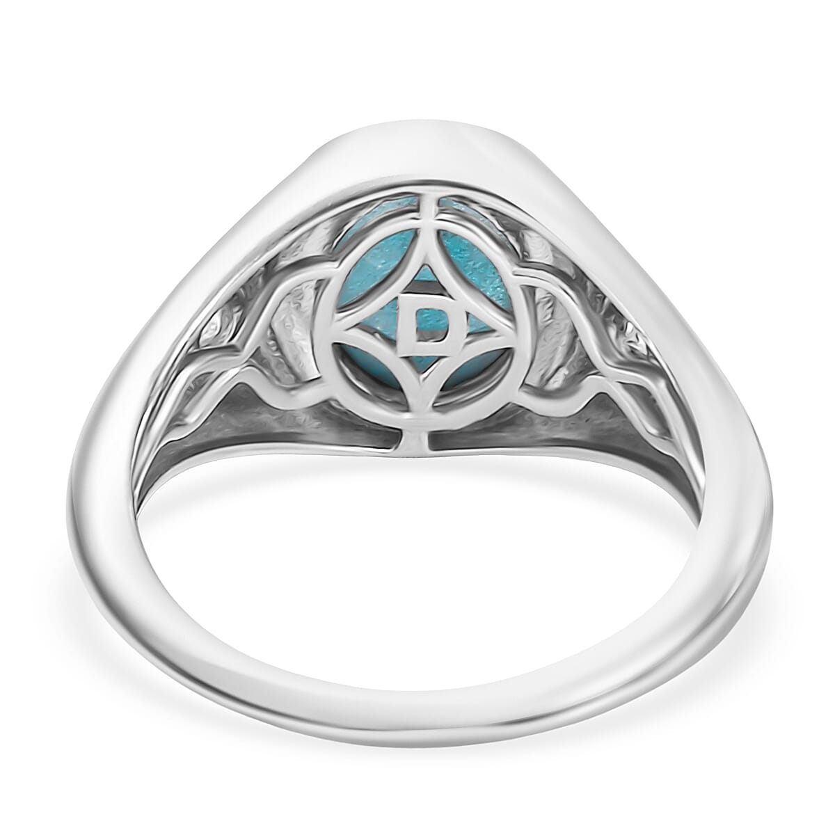 D'Joy Paraiba Moonstone & White Zircon Ring in Platinum Overlay Sterling Silver 2.81 Ct.