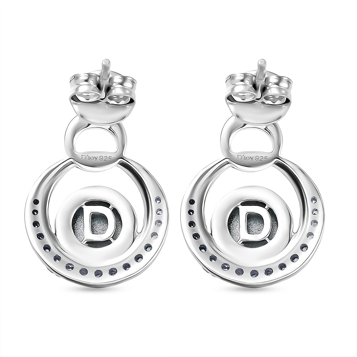 D'Joy Paraiba Moonstone & White Zircon Earring with Push Back in Platinum Overlay Sterling Silver 2.38 Ct.