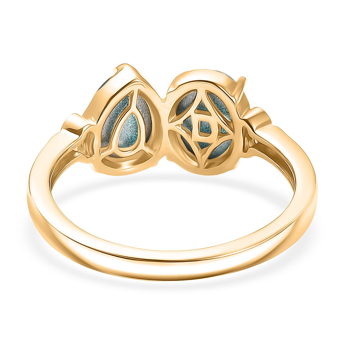 D'Joy Paraiba Moonstone & White Zircon Ring in 18K Yellow Gold Plated Sterling Silver 2.81 Ct.