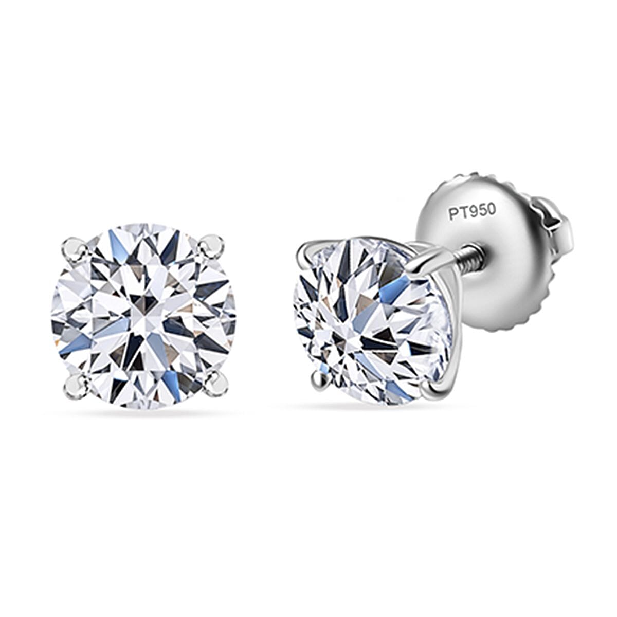 Luxuriant 950 Platinum SGL Certified Lab Grown Diamond (VS-EF)  Earrings with Screw Back 3.06 Ct.